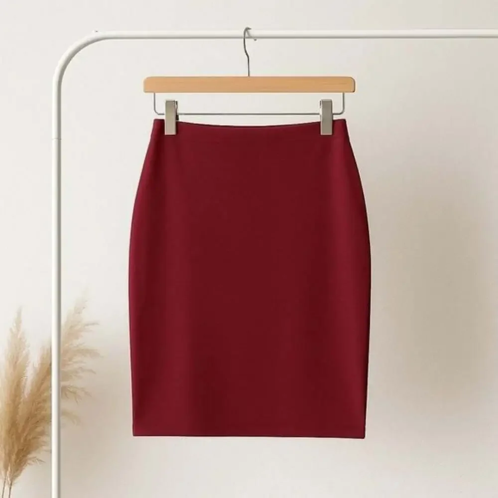 Chic Red Knee-Length Pencil Skirt for Work